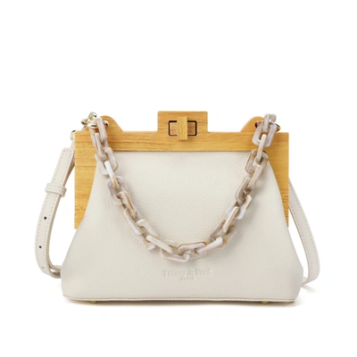 Tiffany & Fred Paris Tiffany & Fred Full-grain Leather & Real Wood Frame In White