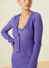 MONROW SWEATER RIB FITTED CARDIGAN IN ASTER PURPLE