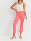 JUST BLACK DENIM CROPPED FLARE JEANS IN HOT PINK
