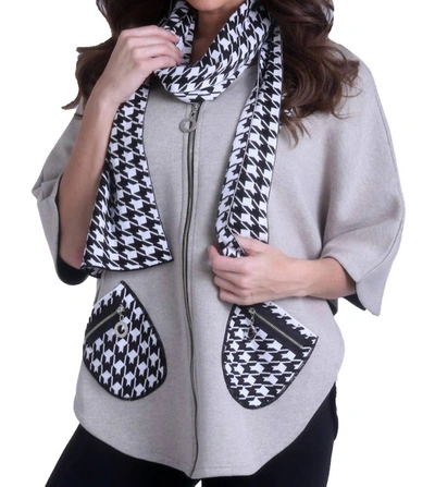 Angel Houndstooth Poncho Sweater In Stone/black
