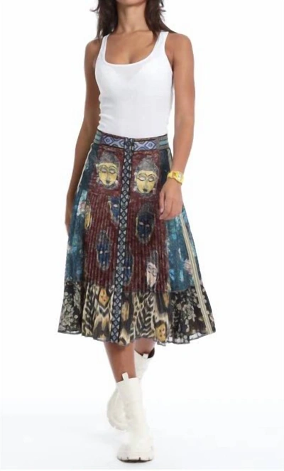 In Earnest Pleated Buddha Skirt In Multi