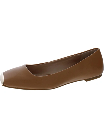 Alfani Neptoon Womens Logo Square Toe Ballet Flats In Brown