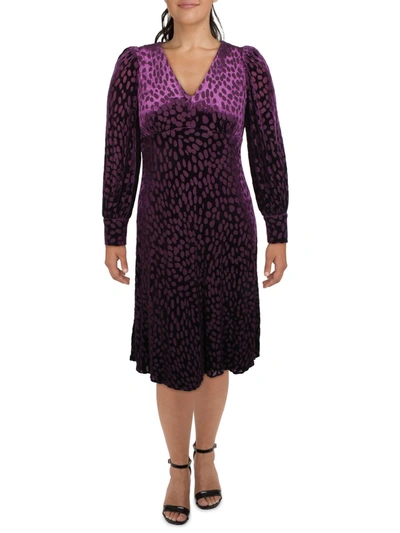 Calvin Klein Womens Velvet Calf Midi Dress In Purple
