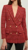 Derek Lam 10 Crosby Double-breasted Metallic Tweed Blazer In Red