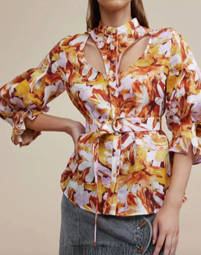 Acler Watson Floral Print Shirt With Cut-out In Multicolor