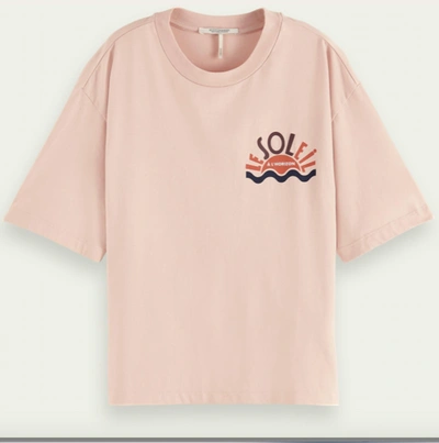 Scotch & Soda Relaxed Fit Graphic Tee In Blush In Pink