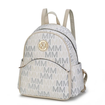 Mkf Collection By Mia K Palmer Vegan Leather Signature Logo-print Women's Backpack In White