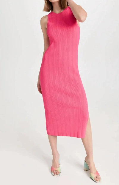 Frame Mixed Rib Cutout Tank Dress In Pink