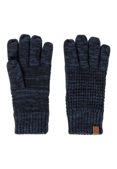 Bickley + Mitchell Waffle Knit Gloves W/ Fleece Lining In Navy Twist In Blue