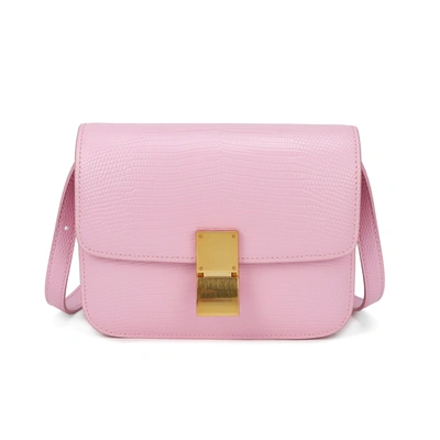 Tiffany & Fred Paris Tiffany & Fred Lizard Embossed Leather Crossbody/shoulder Bag In Pink