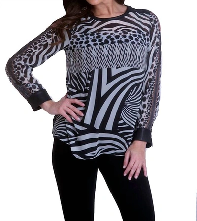 Angel Long Sleeve Crew Tunic In Zebra In Blue