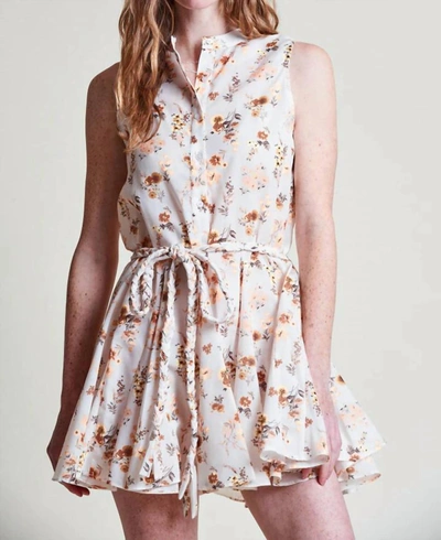 The Shirt Sleeveless Jenica Dress In Tan Floral In White