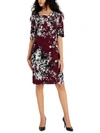 CONNECTED APPAREL WOMENS FLORAL PLEAT FRONT SHEATH DRESS