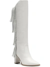 Inc Yomesa Womens Fringe Pointed Toe Knee-high Boots In White