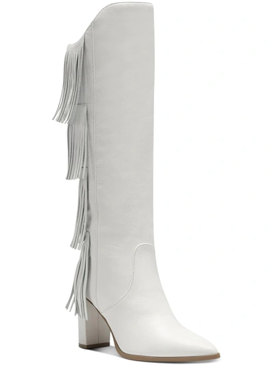 Inc Yomesa Womens Fringe Pointed Toe Knee-high Boots In White