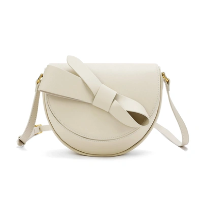 Tiffany & Fred Paris Tiffany & Fred Front Bow Smooth Leather Shoulder Bag In White