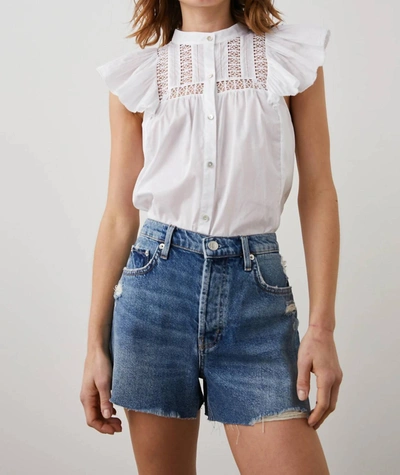 Rails Louella Embroidered Button-front Blouse In White