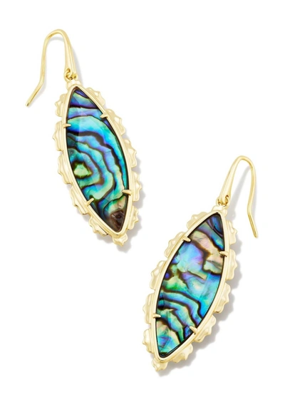 Kendra Scott 14k Abalone Marquise Drop Earrings (also In Mother Of Pearl & Pink Cat's Eye Glass) In Multi