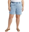 Jag Maddie 8'' Pull On Pin Stripe Short Plus In Bleached Stripe In Blue