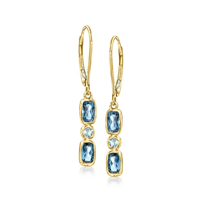 Ross-simons Sky And London Blue Topaz Drop Earrings In 14kt Yellow Gold