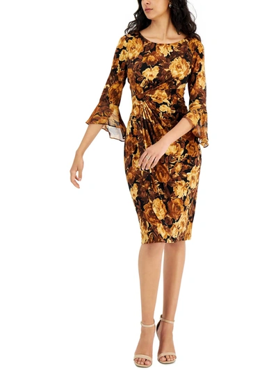 Connected Apparel Womens Faux Wrap Midi Cocktail And Party Dress In Multi