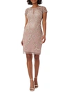 ADRIANNA PAPELL WOMENS SEQUINED KNEE COCKTAIL AND PARTY DRESS