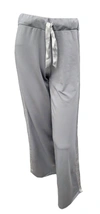 Pj Harlow Kimber Long French Terry Wide Leg Pant With Satin Stripes In Silver In Silver