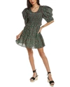 Sea Ny Lilly Print Smocked Dress In Grey