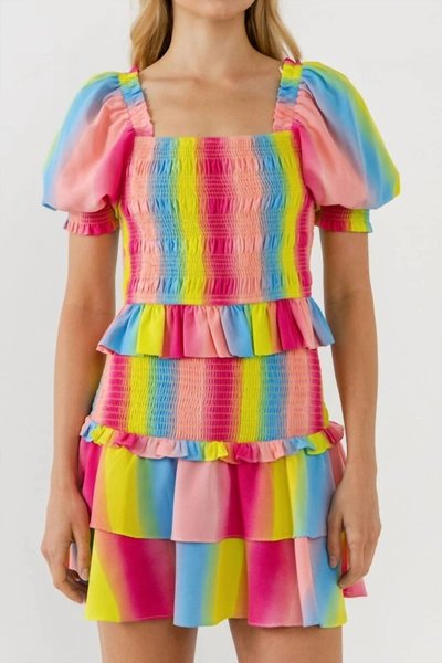 English Factory Ombre Stripe Top In Multi In Pink