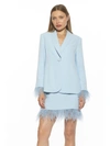 Alexia Admor Vida Ostrich Feather Cuff Blazer In Blue