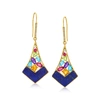 Ross-simons Lapis And Multi-gemstone Drop Earrings In 18kt Gold Over Sterling In Blue