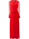LANVIN LANVIN SHEER SLEEVE PLEATED DETAIL GOWN - RED,RWDR352T3422A1712157982