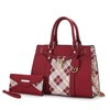 Mkf Collection By Mia K Christine Plaid Vegan Leather Women's Satchel Bag With Wallet - 6 In Multi
