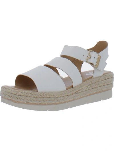 Dr. Scholl's Shoes Once Twice Womens Buckle Ankle Strap Wedge Sandals In White
