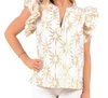 Emily Mccarthy Maggie Top In Gold Burst In White