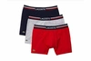 LACOSTE MEN BOXER BRIEFS PACK 3 FRENCH FLAG ICONIC LIFESTYLE IN NAVY BLUE/SILVER