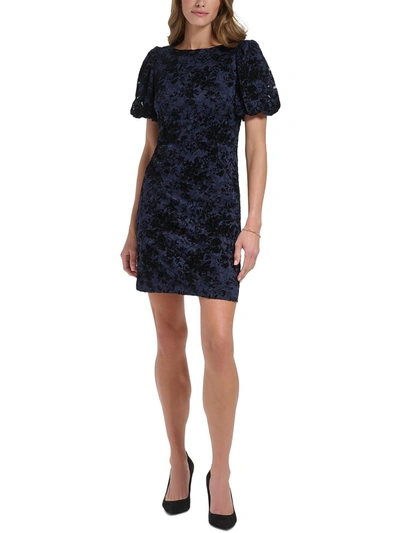 Jessica Howard Petites Womens Lace Mini Sheath Dress In Blue