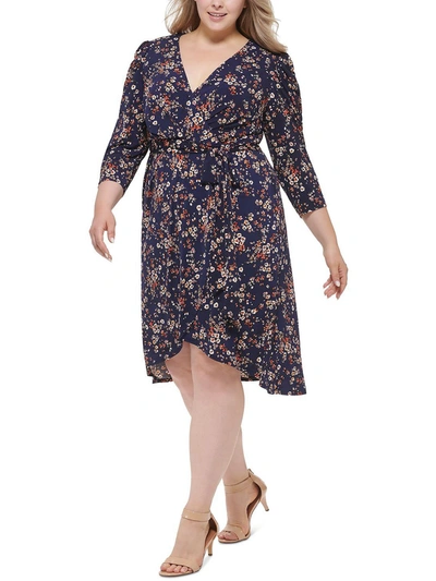 Jessica Howard Plus Womens Jersey Floral Fit & Flare Dress In Multi
