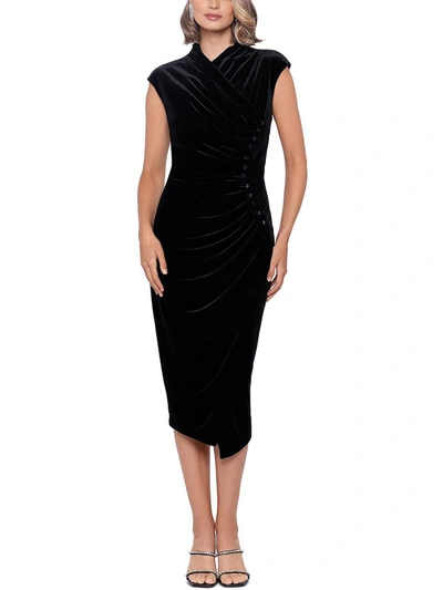 Betsy & Adam Womens Velvet Long Cocktail And Party Dress In Black
