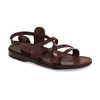 JERUSALEM SANDALS TZIPPORA LEATHER STRAPPY SLINGBACK SANDAL IN BROWN