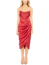 BARDOT JUNIORS JAMILA WOMENS SATIN STRAPLESS MIDI DRESS