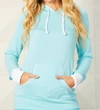 FRENCH KYSS DETAILED HOODIE WITH POCKET IN AQUA