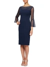 ALEX EVENINGS PETITES WOMENS EMBELLISHED KNEE COCKTAIL AND PARTY DRESS