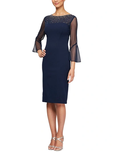 ALEX EVENINGS PETITES WOMENS EMBELLISHED KNEE COCKTAIL AND PARTY DRESS