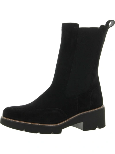 Naturalizer Domino Womens Suede Pull On Mid-calf Boots In Black