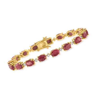 Ross-simons Ruby Bracelet With . Diamonds In 18kt Gold Over Sterling In Pink