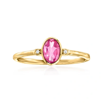 Rs Pure By Ross-simons Pink Topaz Ring With Diamond Accents In 14kt Yellow Gold