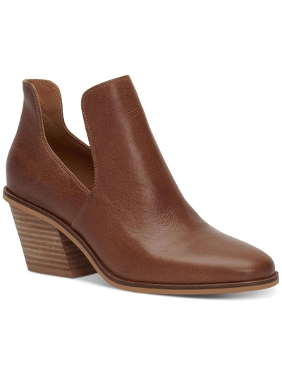 Lucky Brand Vellida Womens Leather Stacked Heel Ankle Boots In Multi