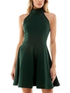 B Darlin Womens Scuba Mini Halter Dress In Green