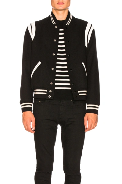 Saint Laurent Teddy Jacket In Wool In Black